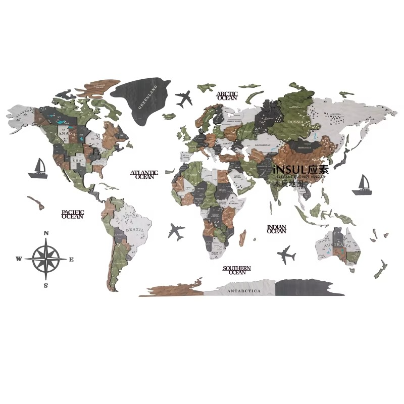 3D Wooden World Map Wall Art with Global Countries and Time Zones - Image 5