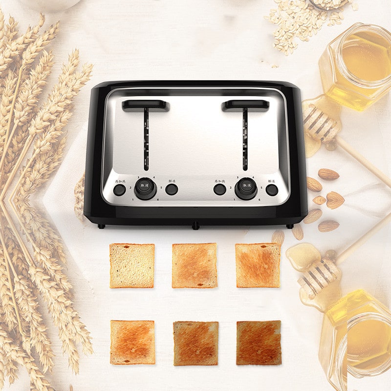4 Slice Toaster Oven with Dual Controls Stainless Steel Top and Protective Cover Four - Image 2