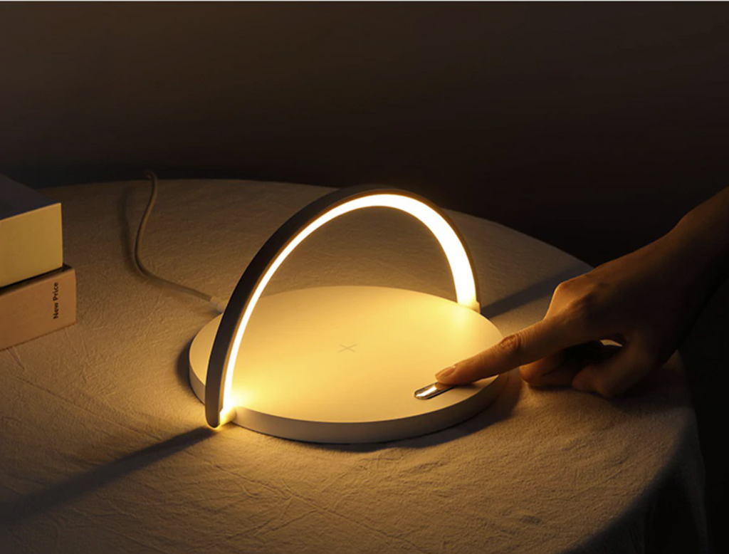 3-in-1 Ambient Night Light with Wireless Charging – Bedside Lamp and Charging Station for Bedroom Use