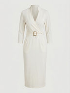 Tailored Liora Dress - flattering wrap-style neckline