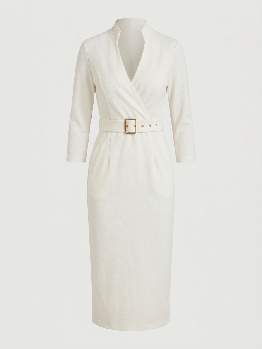 Tailored Liora Dress - flattering wrap-style neckline