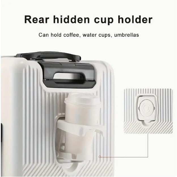 Hard Shell Cabin Suitcase with Cup Holder and USB Port – Carry-On Luggage with TSA Lock for Smart Travel