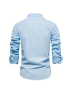 Men’s Button-Up Linen-Style Shirt for Summer Wear – Lightweight Casual Shirt for Holidays, Work and Everyday Outfits