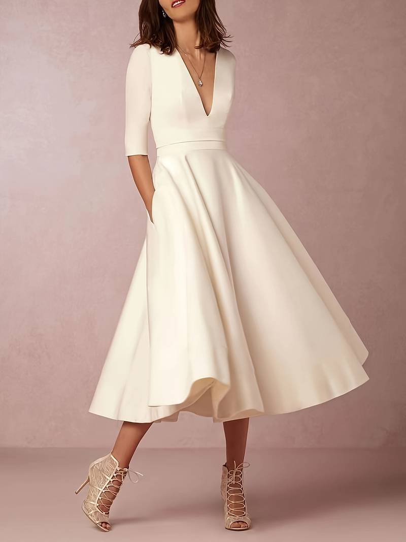 Evelyn | Elegant Flared Midi Dress for Women - Perfect for Wedding Guests