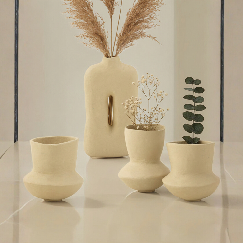 Natural Tone Square Paper Mache Planter