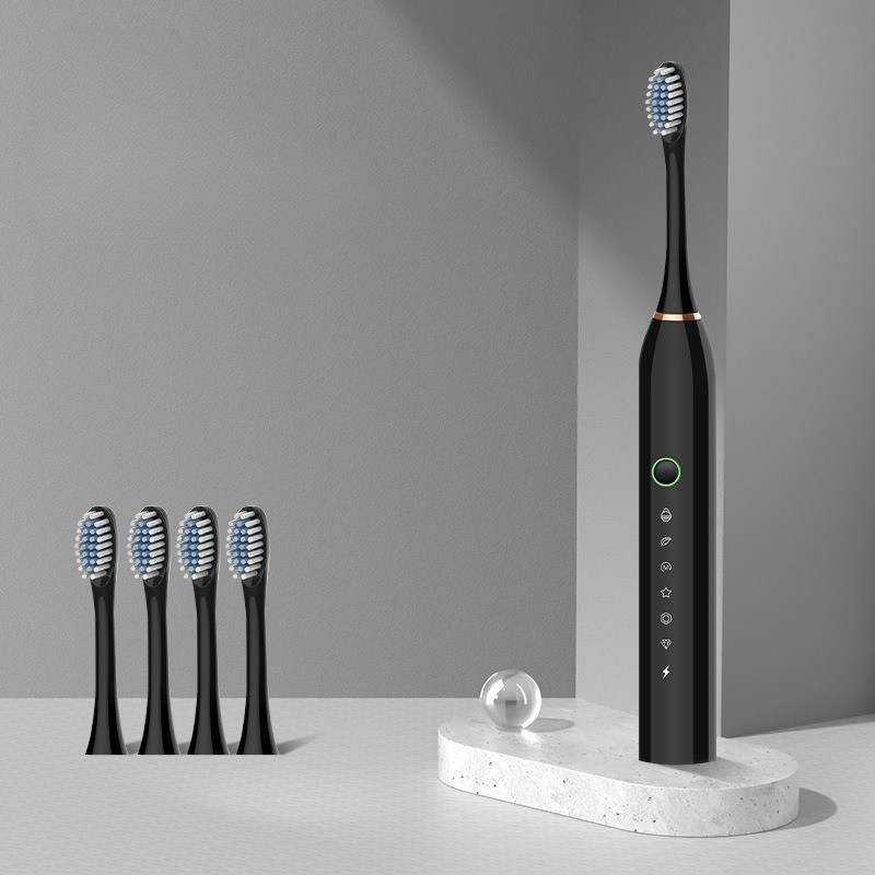 Rechargeable Electric Toothbrush with Replacement Brush Heads – Daily Oral Care Device for Effective Cleaning and Home Use