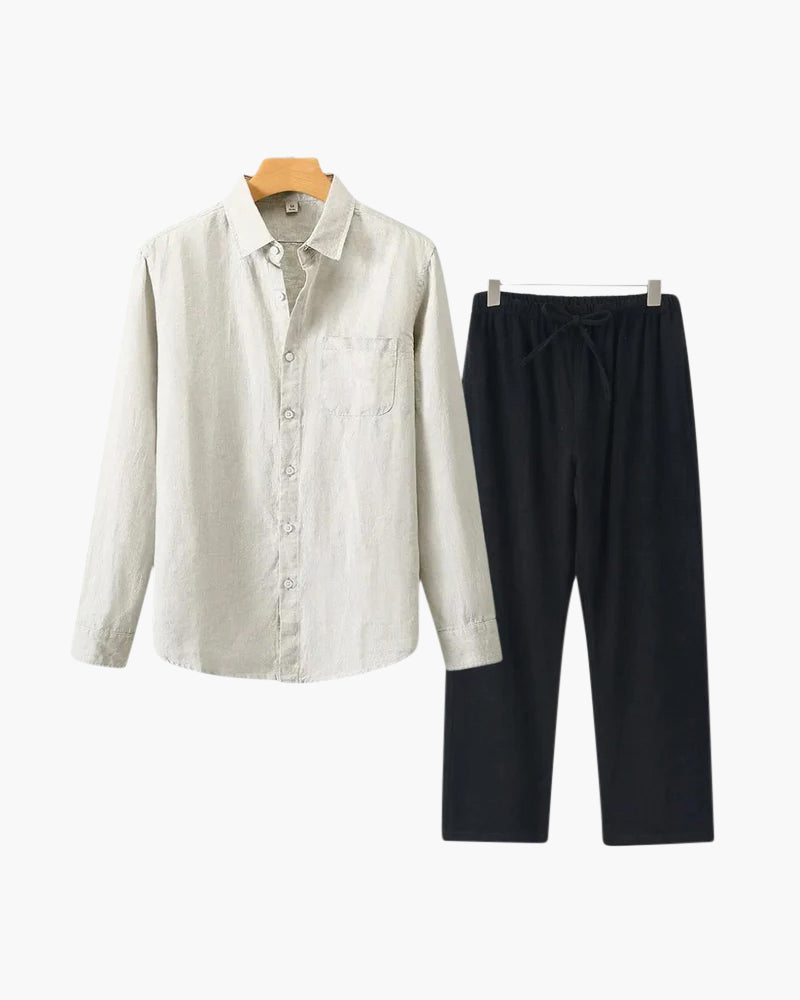 Classic Linen Long Sleeve Set - Old Money Style