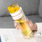 Double-Walled Water Bottle with Integrated Tea Infuser – Insulated Reusable Bottle for Hot and Cold Drinks at Home, Work or Travel