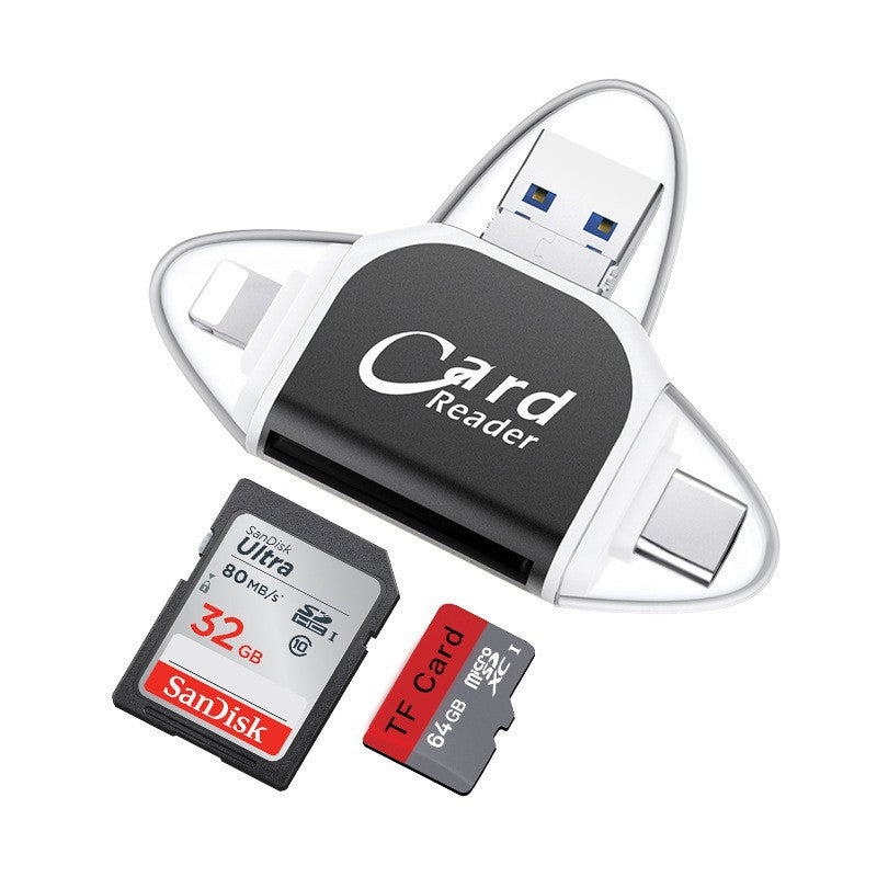 4-in-1 Universal Card Adapter for Data Transfer and Charging – High-Speed Connector for Phones, Tablets and Laptops