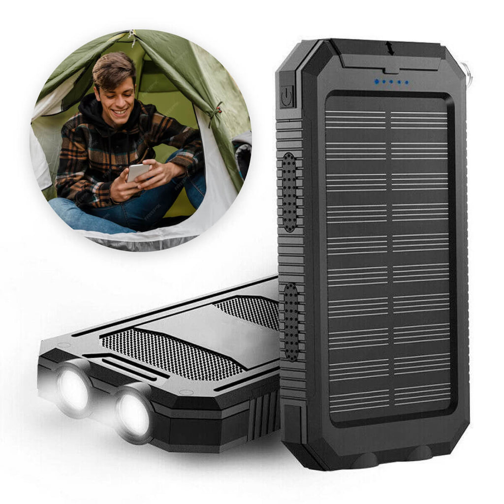 Water-Resistant Solar Power Bank – Portable Charging with Dual USB Output