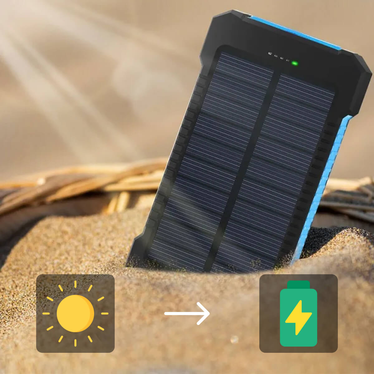 Water-Resistant Solar Power Bank – Portable Charging with Dual USB Output