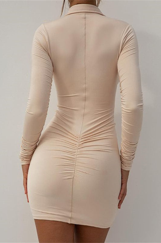 Button-Up Bodycon Shirt Dress with Collar for Women – Fitted Midi Dres – Ellese & Co