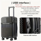 Hard Shell Cabin Suitcase with Cup Holder and USB Port – Carry-On Luggage with TSA Lock for Smart Travel