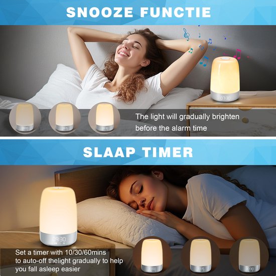 Wake-Up Light with Natural Sound Alarm – Sunrise Simulation Lamp for Gentle Morning Routine and Better Sleep Habits