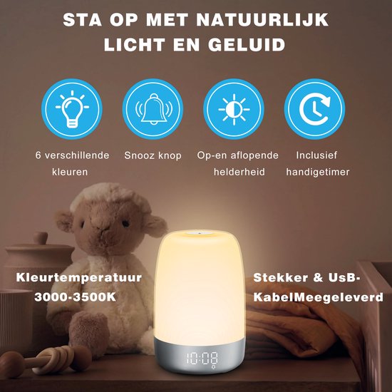 Wake-Up Light with Natural Sound Alarm – Sunrise Simulation Lamp for Gentle Morning Routine and Better Sleep Habits