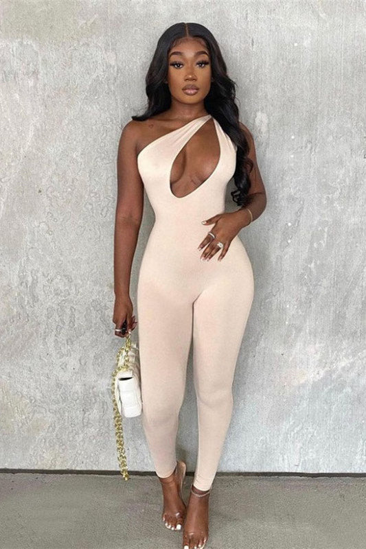 Asymmetrical One-Shoulder Jumpsuit for Women – Stylish Cut-Out One-Piece Outfit for Parties, Events and Trendy Looks