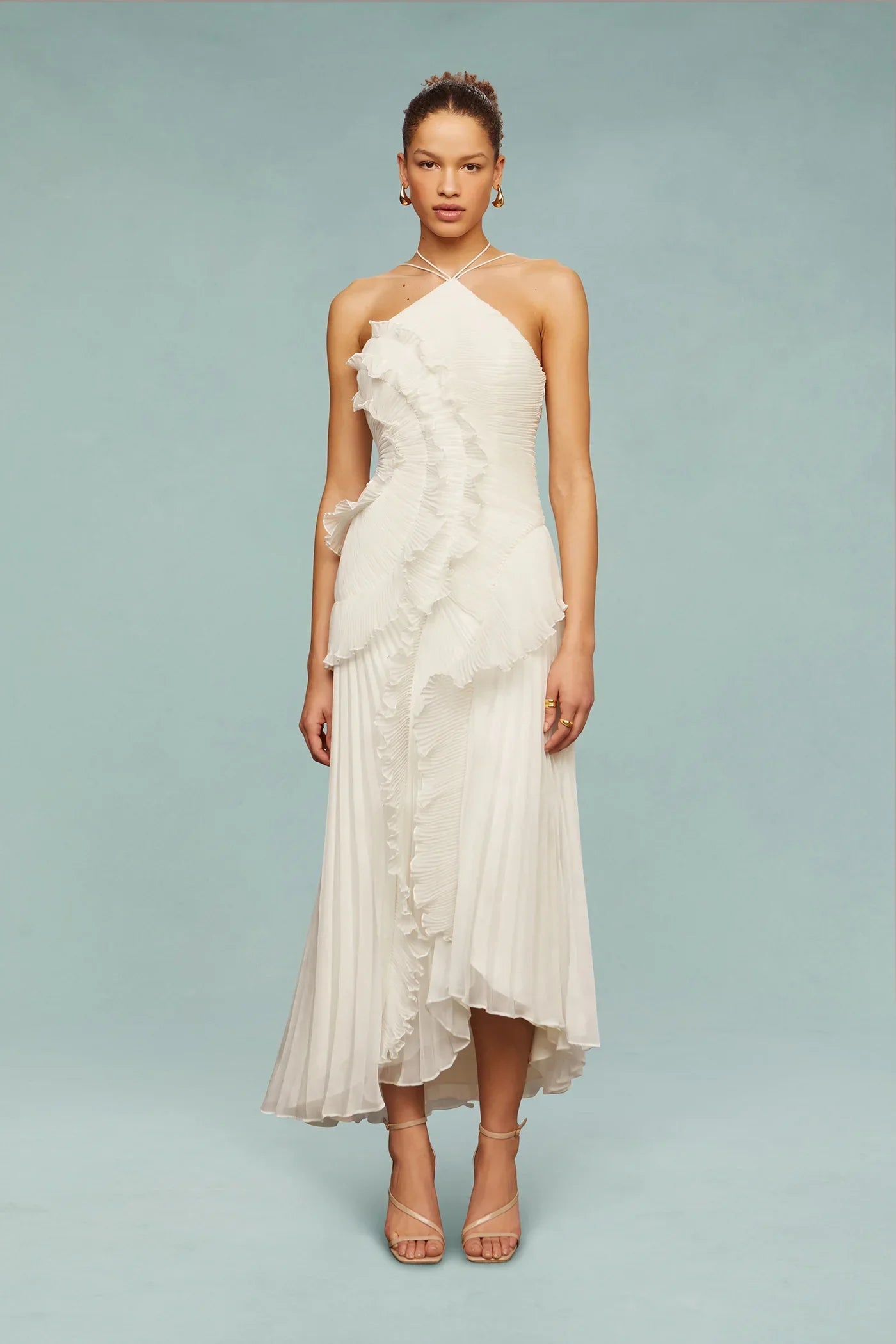 Maeve Orielle. – Women’s Ruffled Halter Maxi Dress for Formal Events