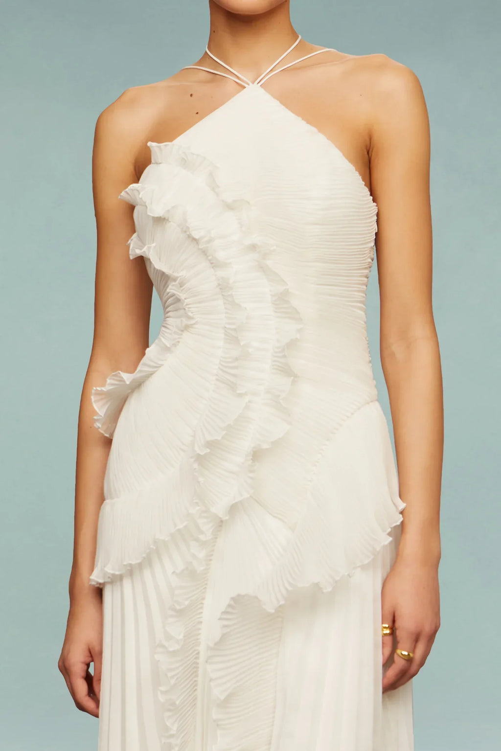 Maeve Orielle. – Women’s Ruffled Halter Maxi Dress for Formal Events