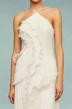 Maeve Orielle. – Women’s Ruffled Halter Maxi Dress for Formal Events