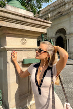 Ribbed Knit Midi Dress with Contrast Collar – Elegant Fitted Dress for Women for Work, Casual Wear and Smart Occasions