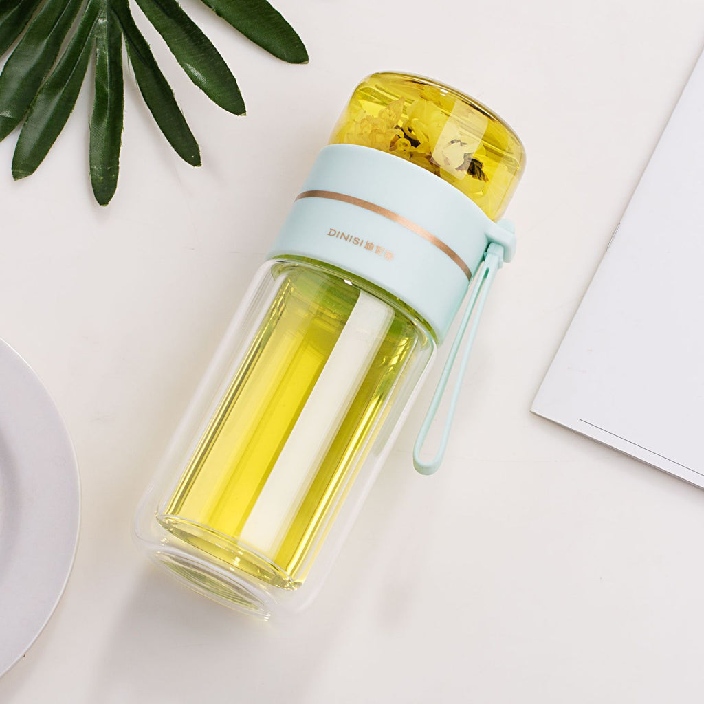 Double-Walled Water Bottle with Integrated Tea Infuser – Insulated Reusable Bottle for Hot and Cold Drinks at Home, Work or Travel