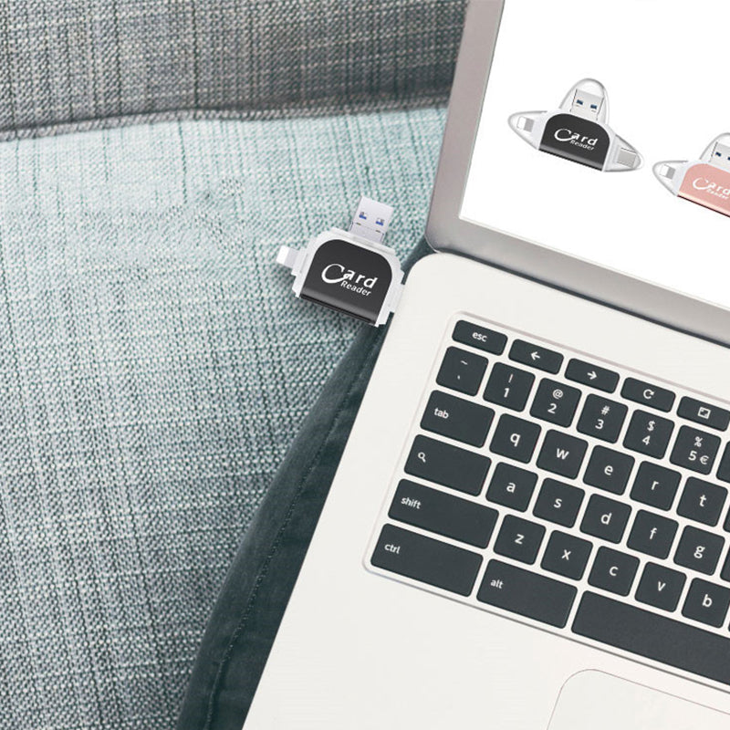 4-in-1 Universal Card Adapter for Data Transfer and Charging – High-Speed Connector for Phones, Tablets and Laptops