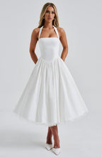 Chloe | Women's Halter Midi Dress for Wedding Guests