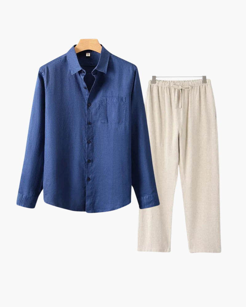 Classic Linen Long Sleeve Set - Old Money Style