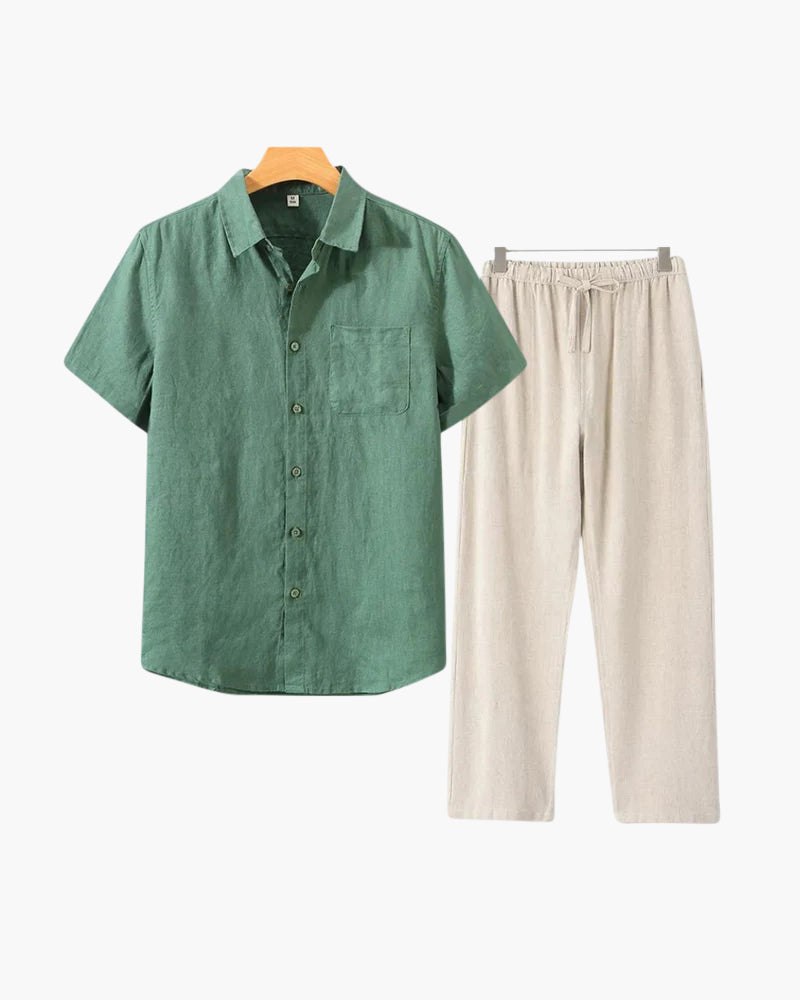 Vintage Linen Short Sleeve Set