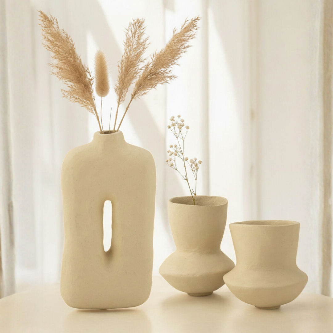 Natural Tone Square Paper Mache Planter