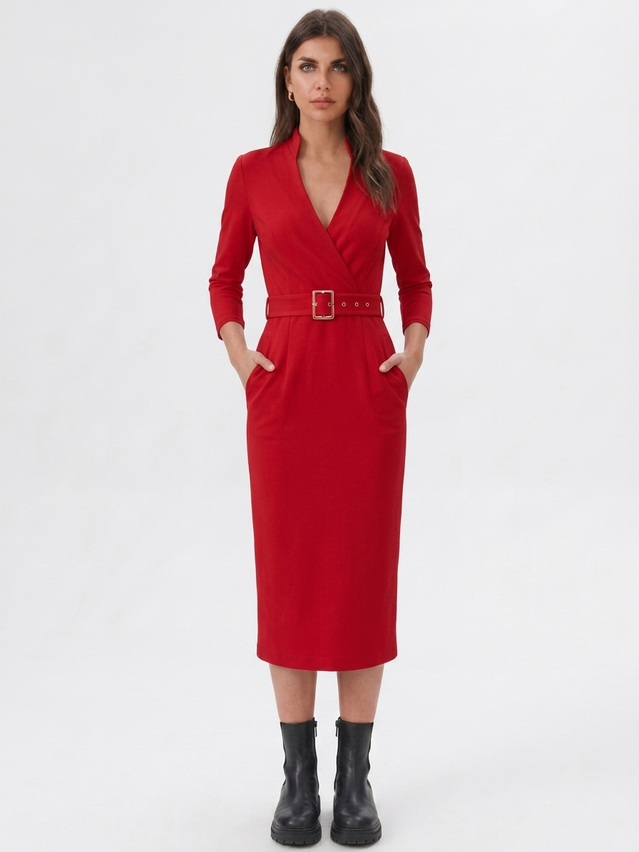 Tailored Liora Dress - flattering wrap-style neckline