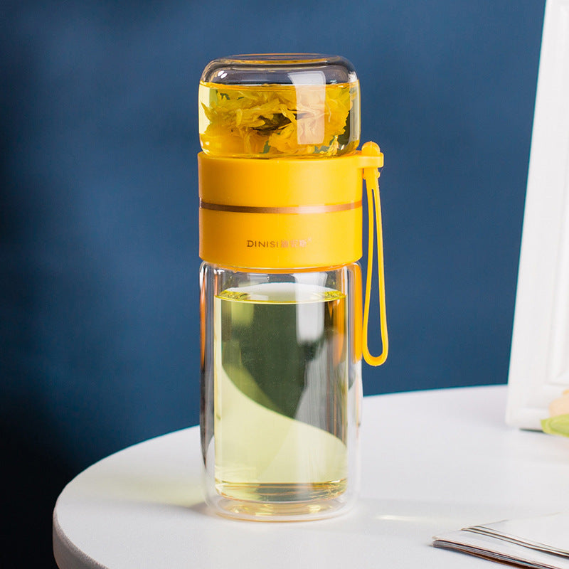 Double-Walled Water Bottle with Integrated Tea Infuser – Insulated Reusable Bottle for Hot and Cold Drinks at Home, Work or Travel