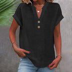 Short-Sleeve V-Neck Blouse for Women – Relaxed Fit Summer Top for Casual Wear and Everyday Outfits