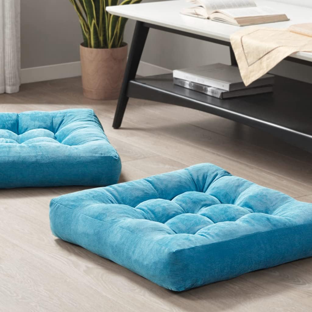 Set of Two Large Tufted Meditation Cushions for Floor Seating – Comfortable Support Pillows for Yoga, Mindfulness and Relaxation