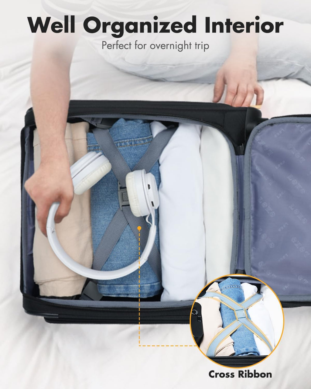 Cabin Trolley Suitcase with Spinner Wheels and Laptop Compartment – Airline-Approved Carry-On Luggage for Business and Travel