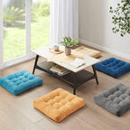 Set of Two Large Tufted Meditation Cushions for Floor Seating – Comfortable Support Pillows for Yoga, Mindfulness and Relaxation