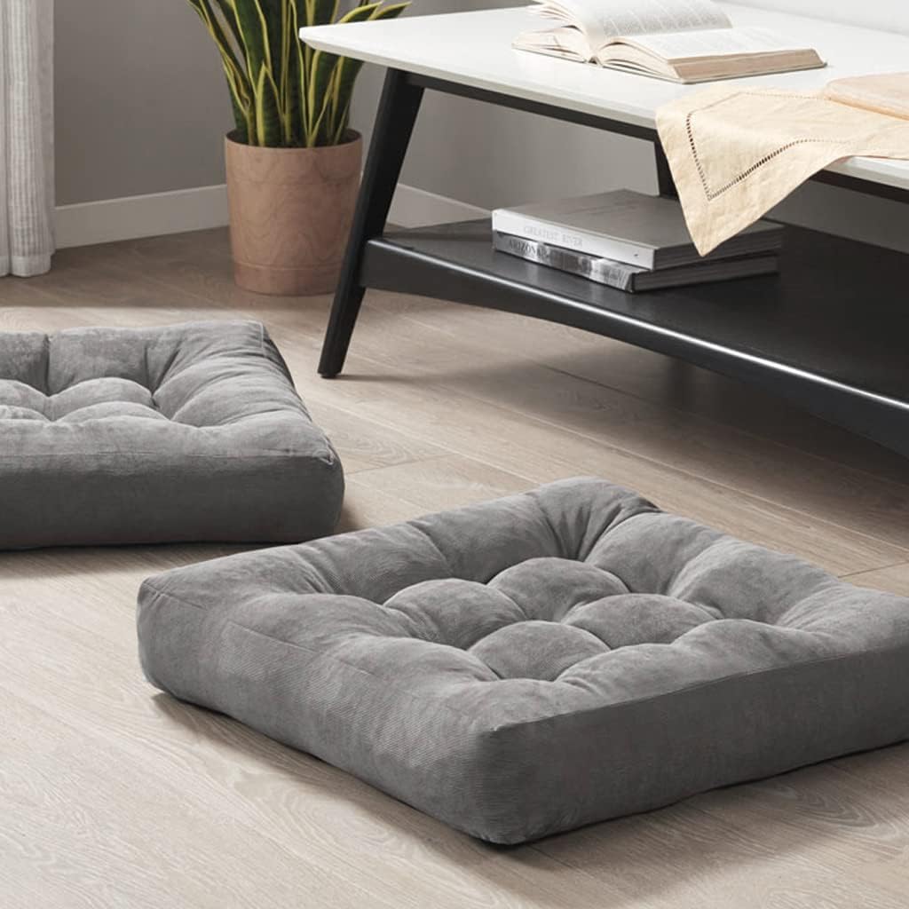 Set of Two Large Tufted Meditation Cushions for Floor Seating – Comfortable Support Pillows for Yoga, Mindfulness and Relaxation