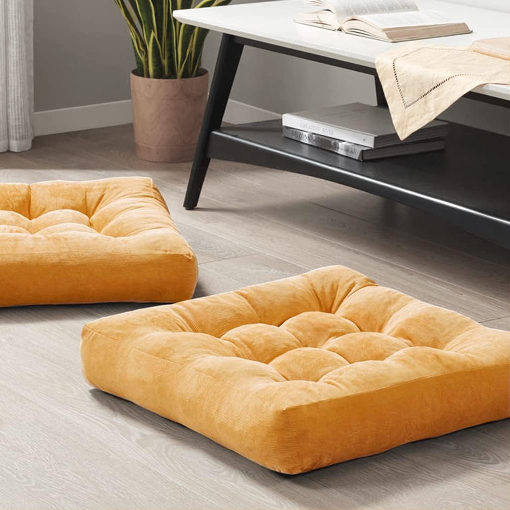 Set of Two Large Tufted Meditation Cushions for Floor Seating – Comfortable Support Pillows for Yoga, Mindfulness and Relaxation
