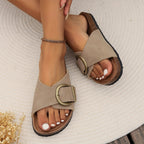 Women’s Buckle Strap Mules for Everyday Wear – Comfortable Slip-On Shoes for Casual Outfits and Summer Use