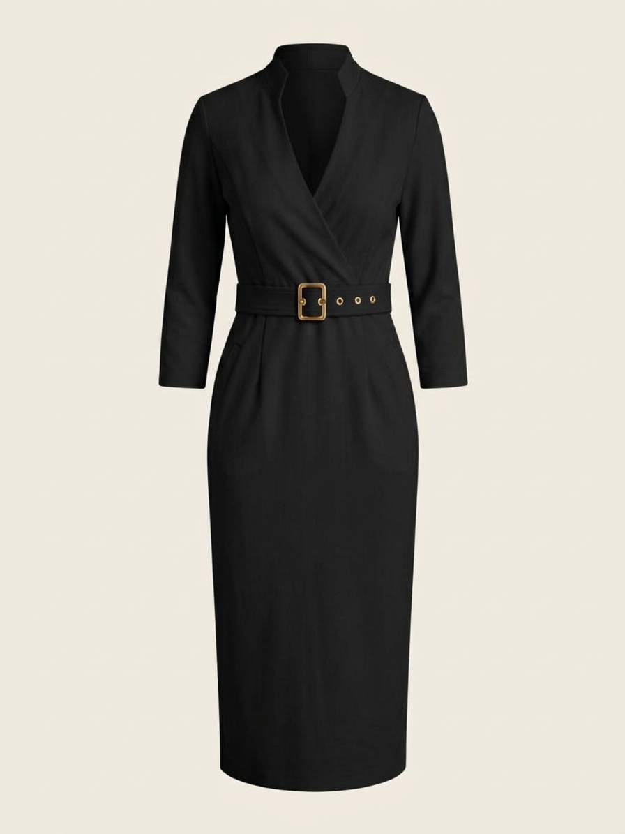 Tailored Liora Dress - flattering wrap-style neckline