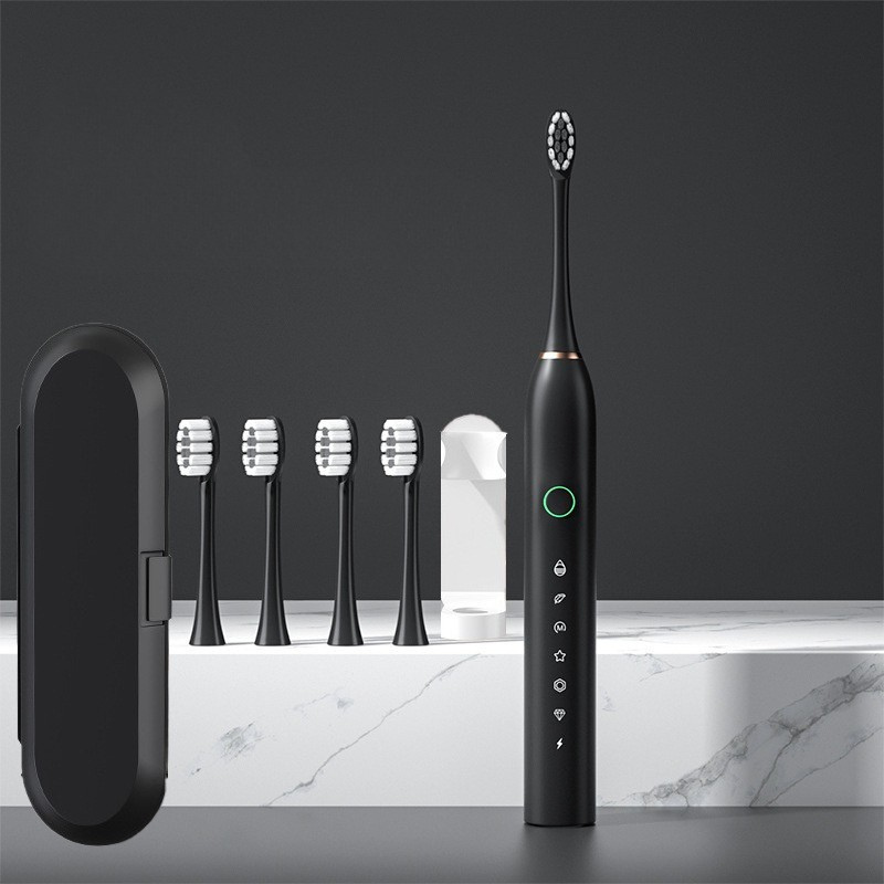 Rechargeable Electric Toothbrush with Replacement Brush Heads – Daily Oral Care Device for Effective Cleaning and Home Use