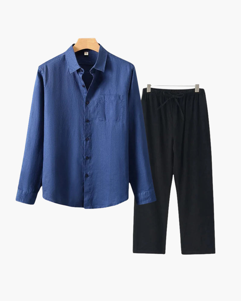Classic Linen Long Sleeve Set - Old Money Style