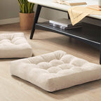 Set of Two Large Tufted Meditation Cushions for Floor Seating – Comfortable Support Pillows for Yoga, Mindfulness and Relaxation