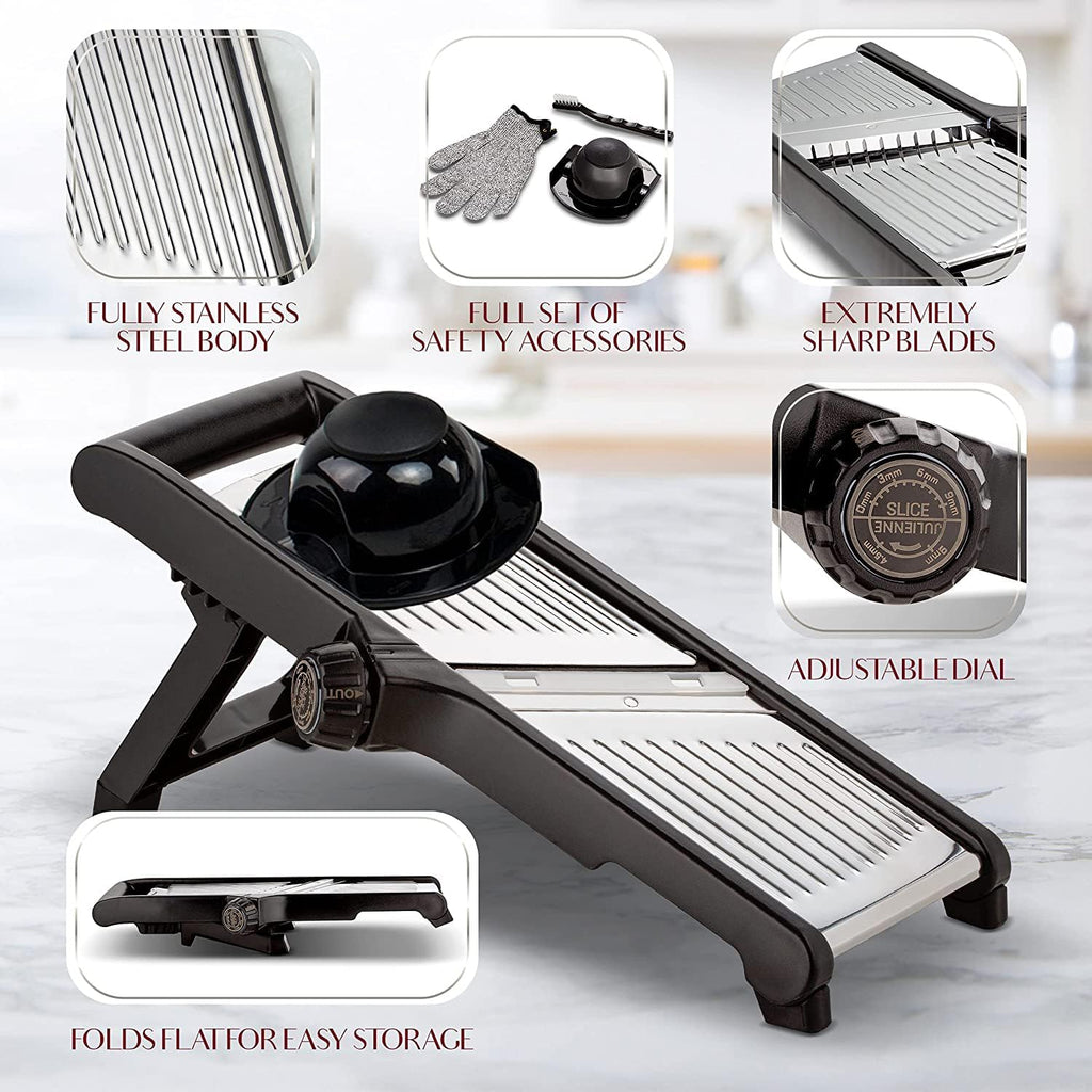 Food Slicer with Cut-Resistant Safety Gloves – Precision Kitchen Tool for Safe and Efficient Food Preparation