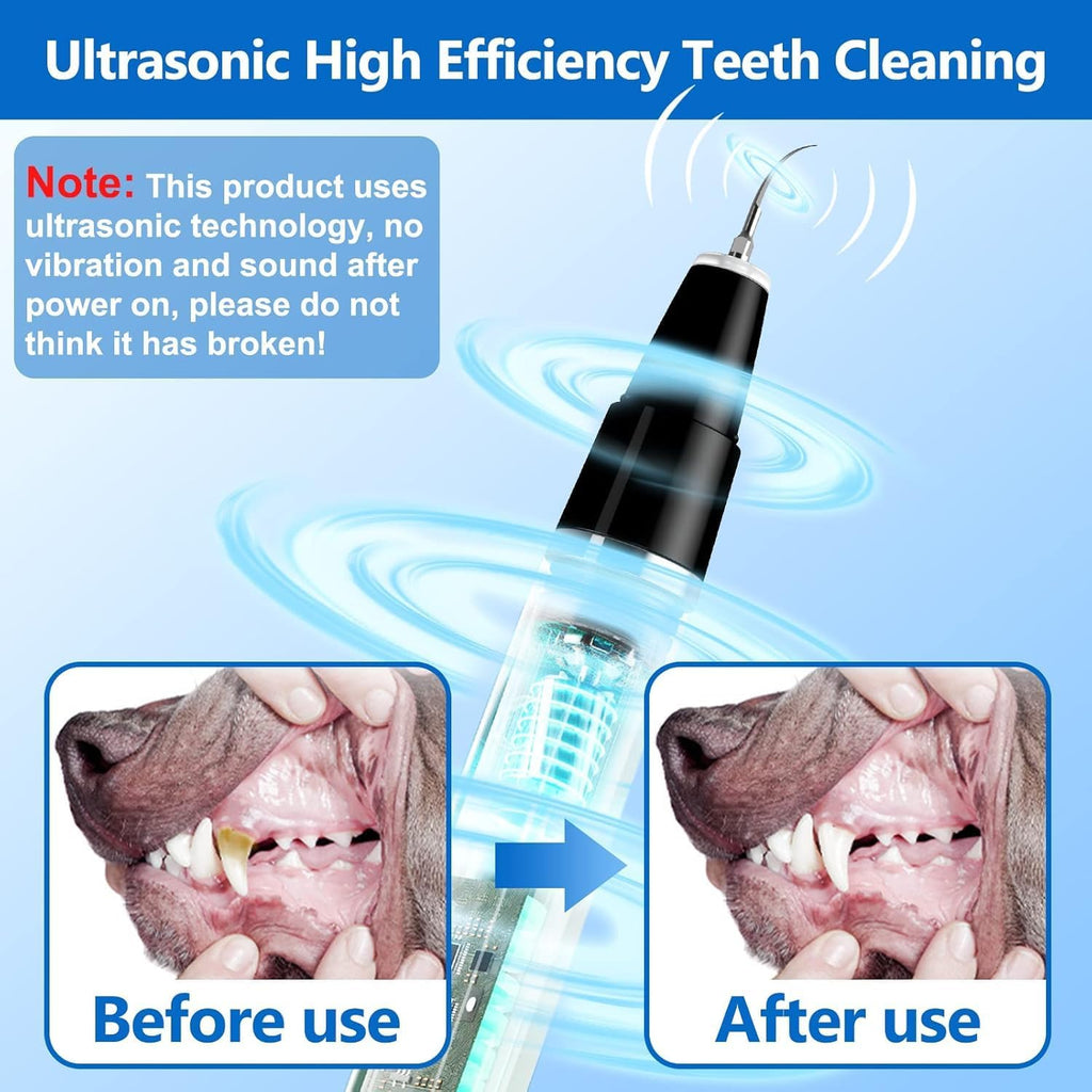 Ultrasonic Pet Tooth Cleaner for Home Use – Gentle Plaque Removal Tool for Dogs and Cats Oral Care