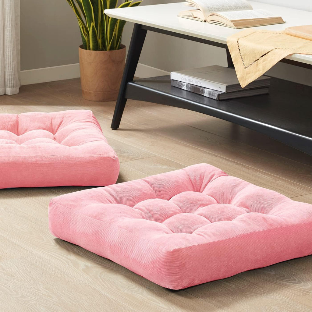 Set of Two Large Tufted Meditation Cushions for Floor Seating – Comfortable Support Pillows for Yoga, Mindfulness and Relaxation