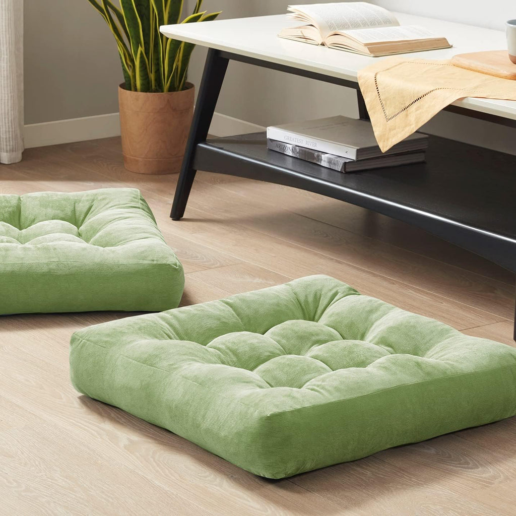Set of Two Large Tufted Meditation Cushions for Floor Seating – Comfortable Support Pillows for Yoga, Mindfulness and Relaxation