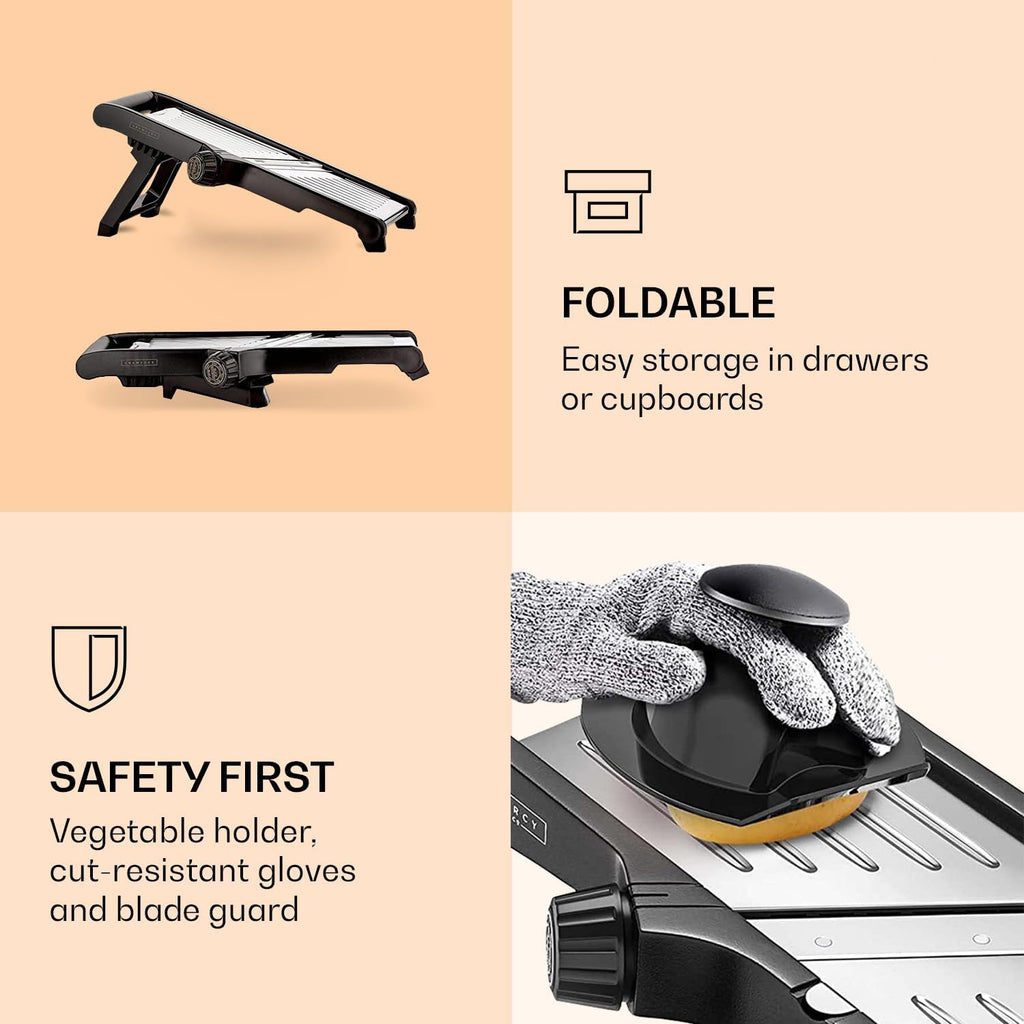 Food Slicer with Cut-Resistant Safety Gloves – Precision Kitchen Tool for Safe and Efficient Food Preparation