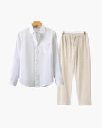 Classic Linen Long Sleeve Set - Old Money Style