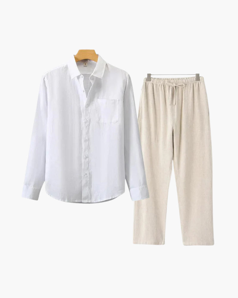 Classic Linen Long Sleeve Set - Old Money Style